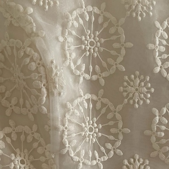 Topshop Textured Floral Embroidered Ivory Mini/Midi Dress Size 6 - Picture 12 of 14